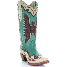 Stivali in pelle Western Corral Boots Turquoise & Eagle
