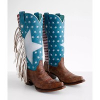 Stivali in pelle Western Corral Boots Stars & Stripes Fringe