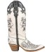 Stivali in pelle Western Corral Boots White Grey Silver Inlay