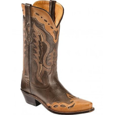 Stivali in pelle Western Boots Old West Fancy Overlay Leather Boots