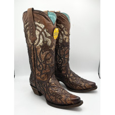 Stivali in pelle Western Corral Boots Champagne Glitter Stivali in pelle Western Corral Boots Champagne Glitter