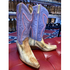 Stivali in pelle di pitone Western Sancho Boots Purple Python
