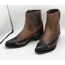 Stivaletti in pelle Western Boots Old West Zip Brown/Black Stivaletti in pelle Western Boots Old West Zip Brown/Black