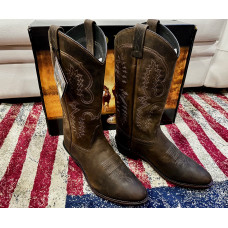 Stivali in pelle Western Boots Old West Brown Punta Stondata Stivali in pelle Western Boots Old West Brown Punta Stondata