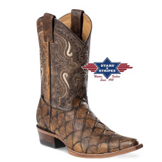 Stivali in pelle Western Boots Stars & Stripes Simil Armadillo