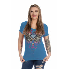 T-Shirt Liberty Wear Vintage Wings and Stars Blu T-Shirt Liberty Wear Vintage Wings and Stars Blu