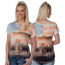 T-Shirt Liberty Wear USA Flag Horse Running T-Shirt Liberty Wear USA Flag Horse Running