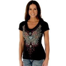 T-Shirt Liberty Wear Vintage Wings and Stars Black