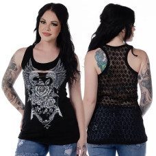 Top Canotta Liberty Wear Wings Roses Guitars Top Canotta Liberty Wear Wings Roses Guitars