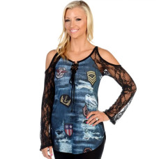 Top Maglia Liberty Wear Patriotic Patches Top Maglia Liberty Wear Patriotic Patches
