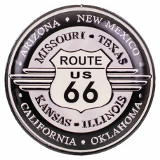 Targa / piastra metallica Route 66 black white Targa / piastra metallica Route 66 black white
